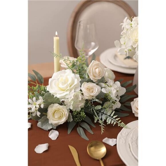 Artificial Flowers Combo Silk Mix Fake Flowers Leaf (Milk White) - Picture 6 of 6